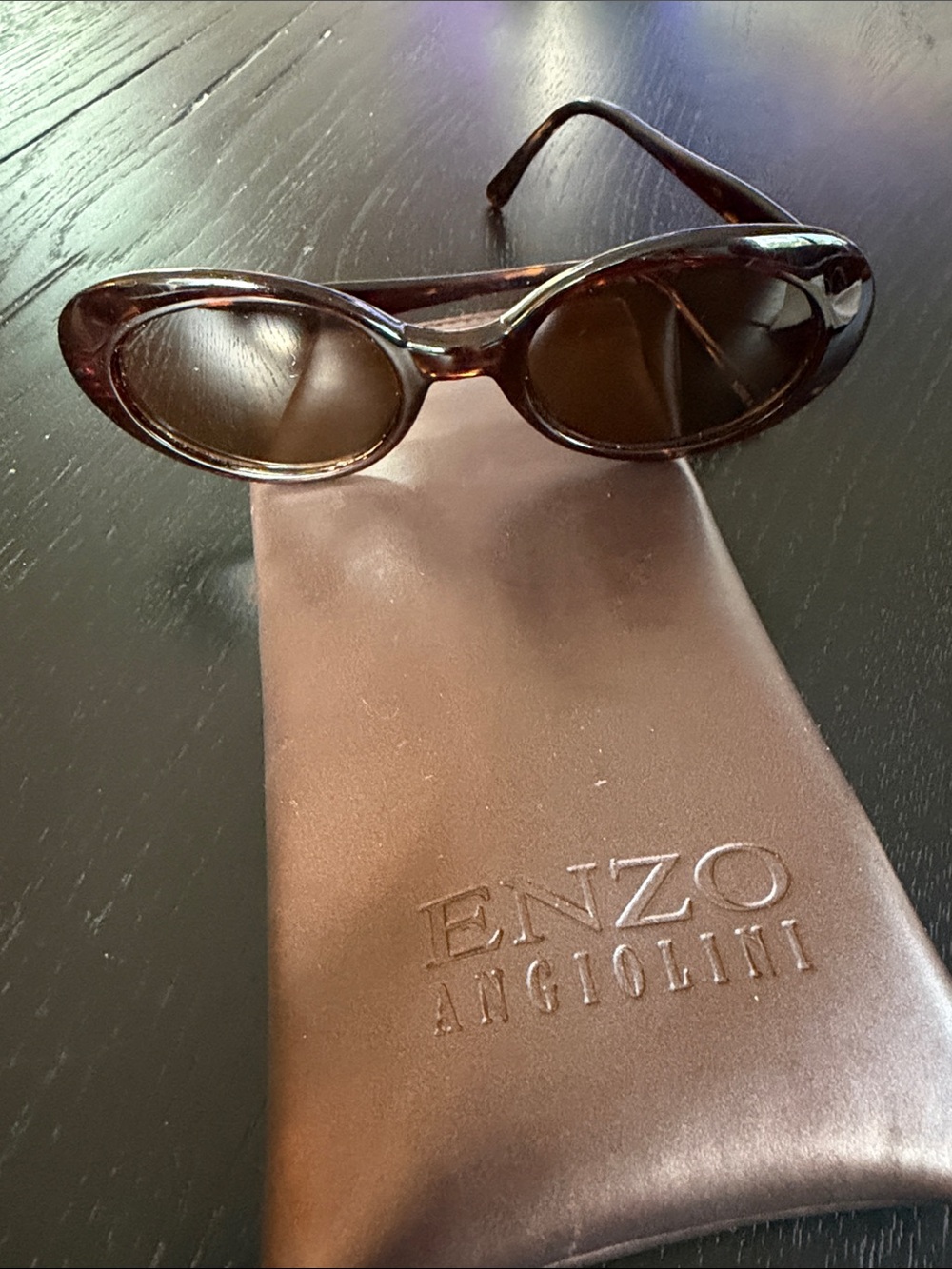 Enzo Angiolini Women's Dark Brown Oval Sunglasses